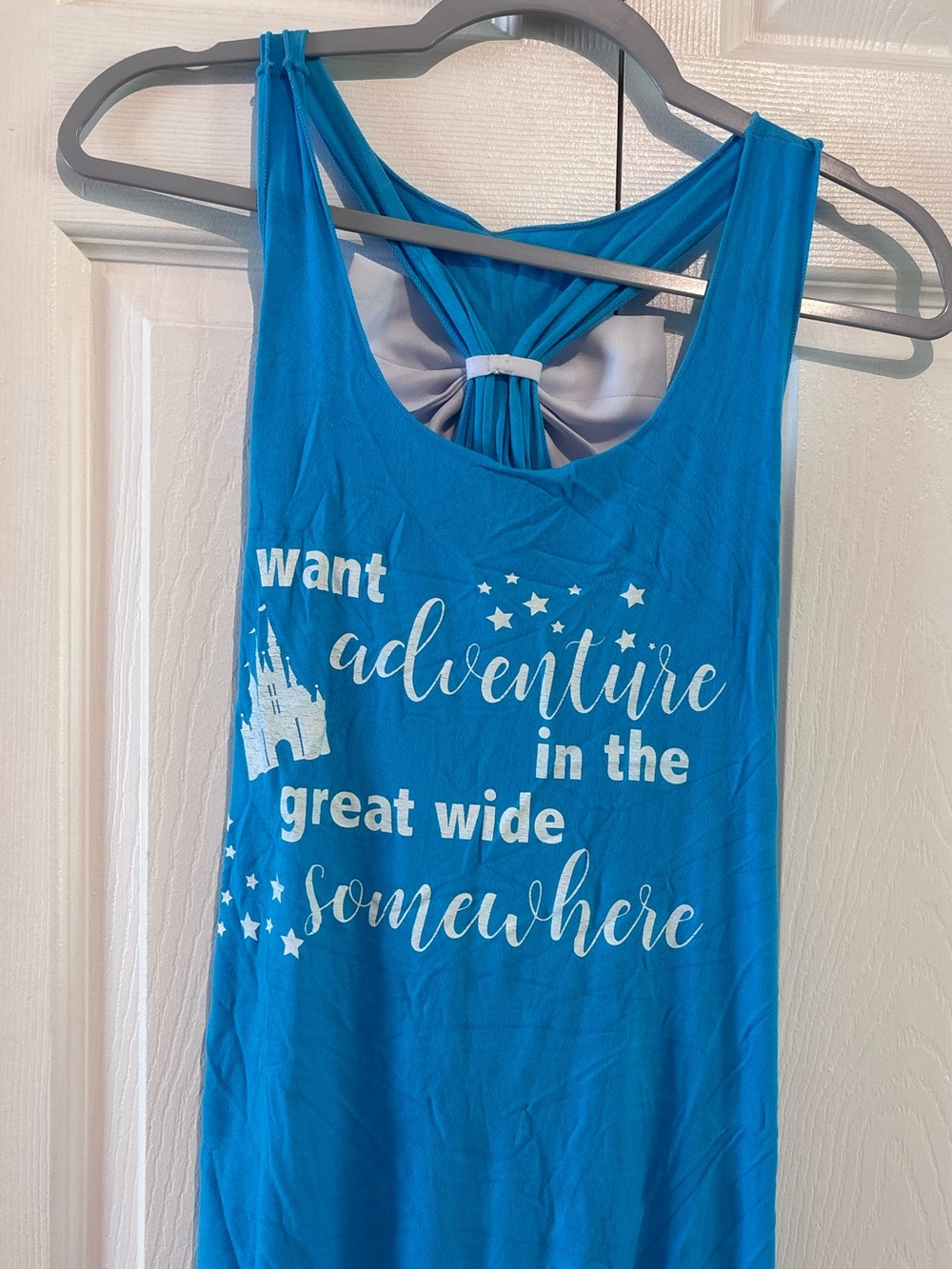 Light Blue Beauty and the Beast Belle Tank Top Racer Back Bow